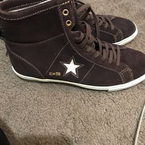 BRAND NEW Brown suede Converse high tops 8.5